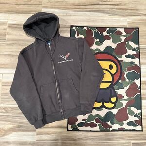 Jh-design Corvette Faded Gray Zip Up Hoodie